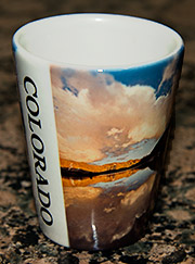 Shot glass with images of Colorado.
